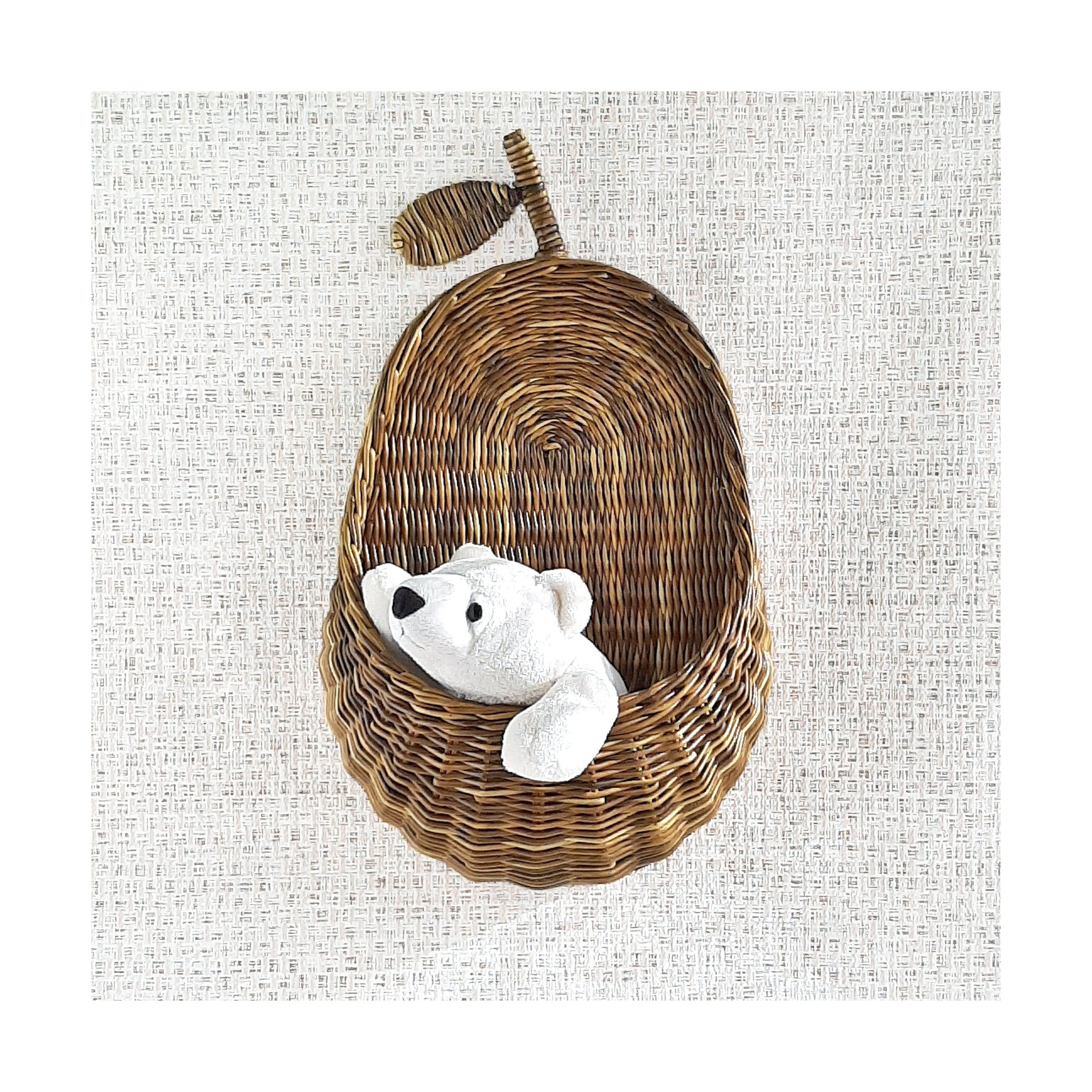 Pearshaped wicker wall basket. Hanging toy storage basket. Etsy
