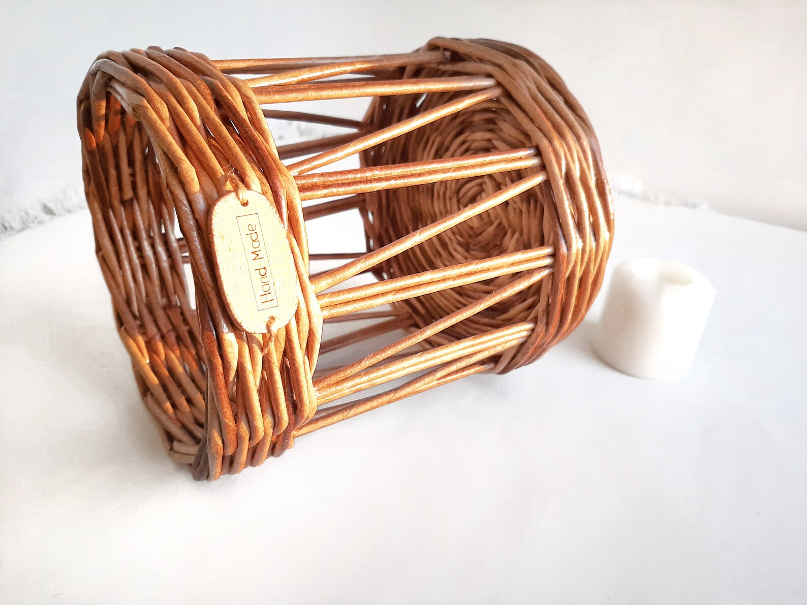 Wicker candle holder Wicker basket decor Wicker decoration Etsy