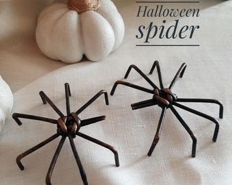 Decoración de araña de Halloween hecha a mano: Figura de mimbre espeluznante, juego de 5