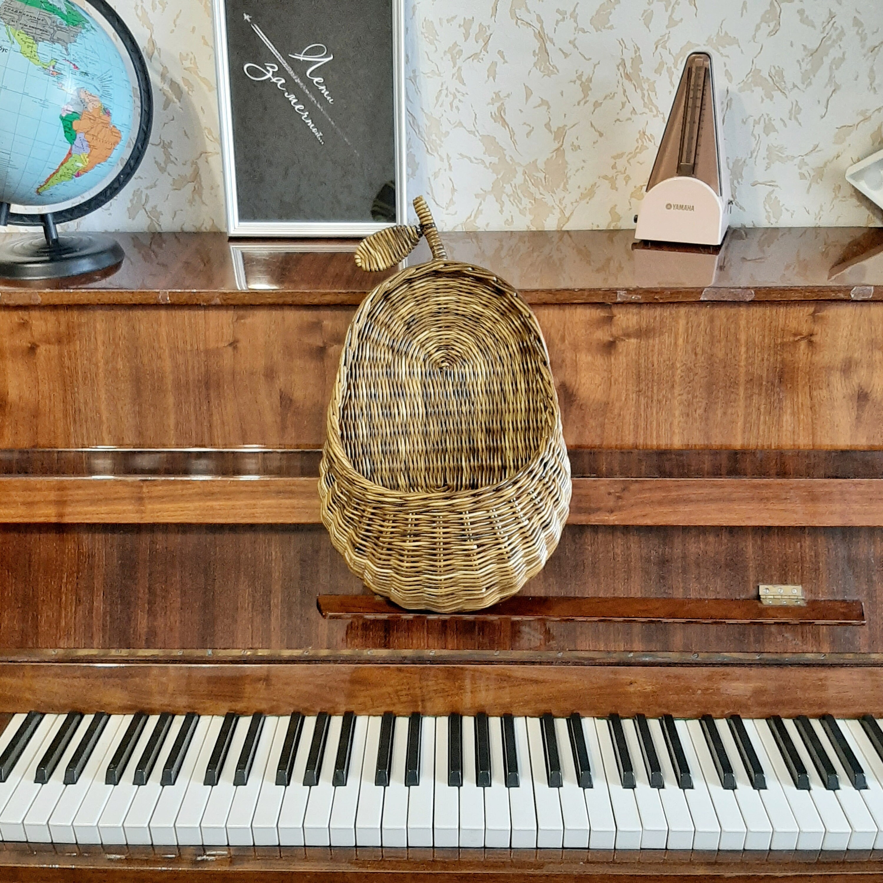 Pearshaped wicker wall basket. Hanging toy storage basket. Etsy