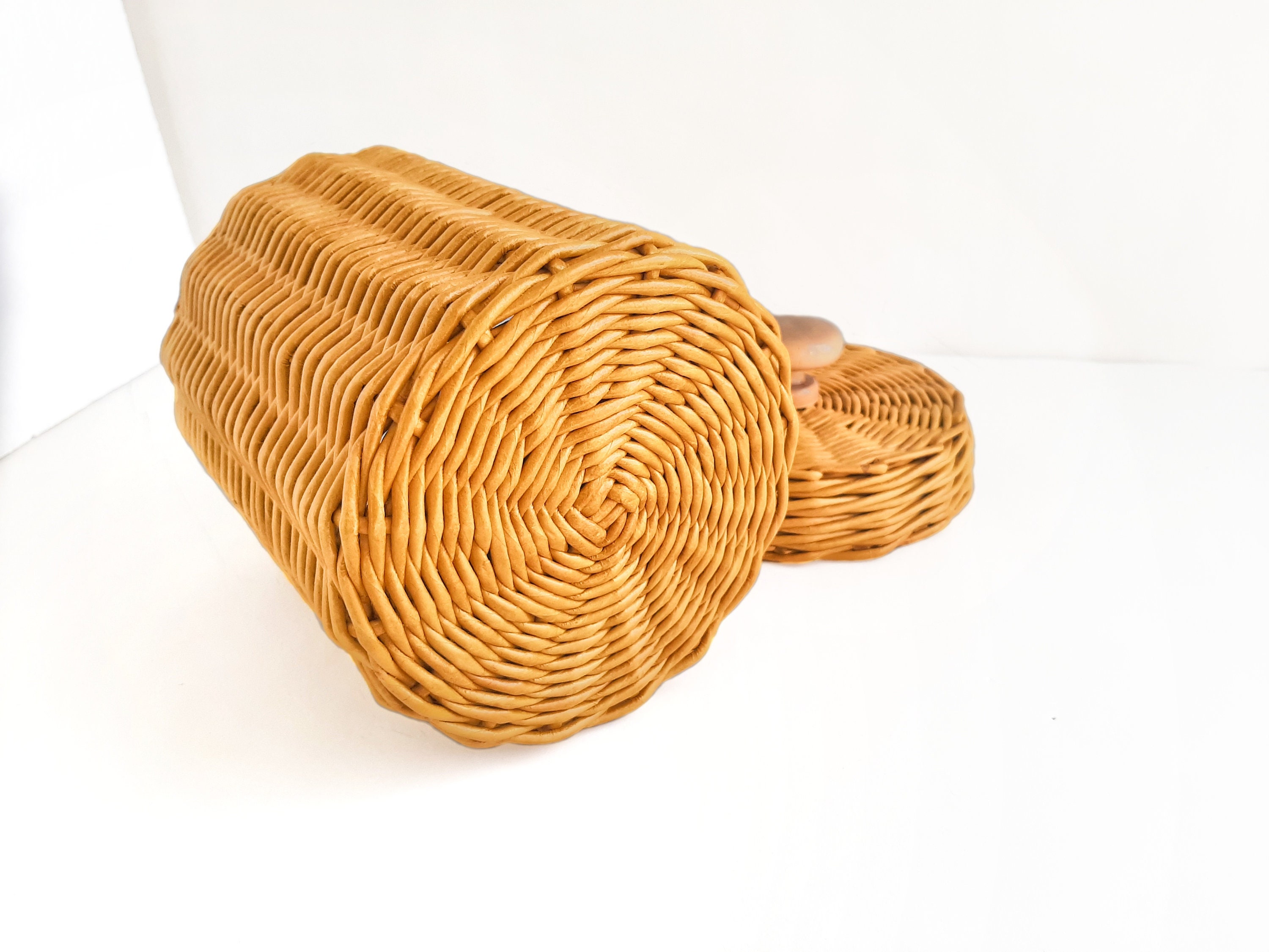 Storage Basket With Lid Wicker Box Kitchen Container Etsy