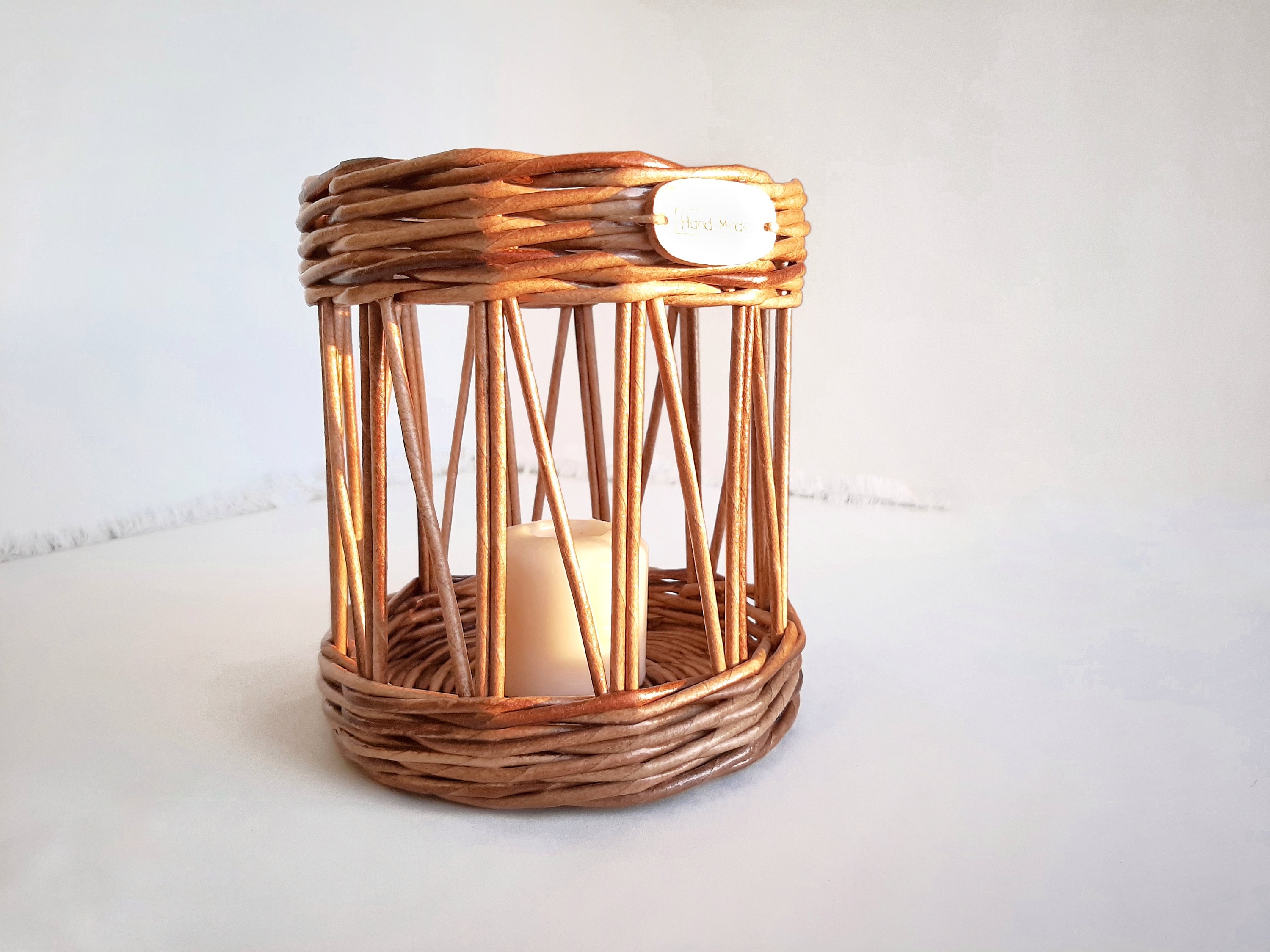 Wicker candle holder Wicker basket decor Wicker decoration Etsy