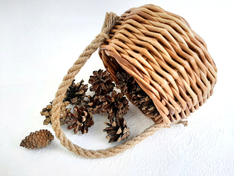 Small wicker basket with handle. Flower girl basket wicker. Etsy