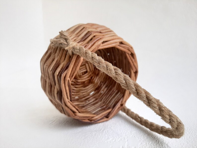 Small wicker basket with handle. Flower girl basket wicker. Etsy