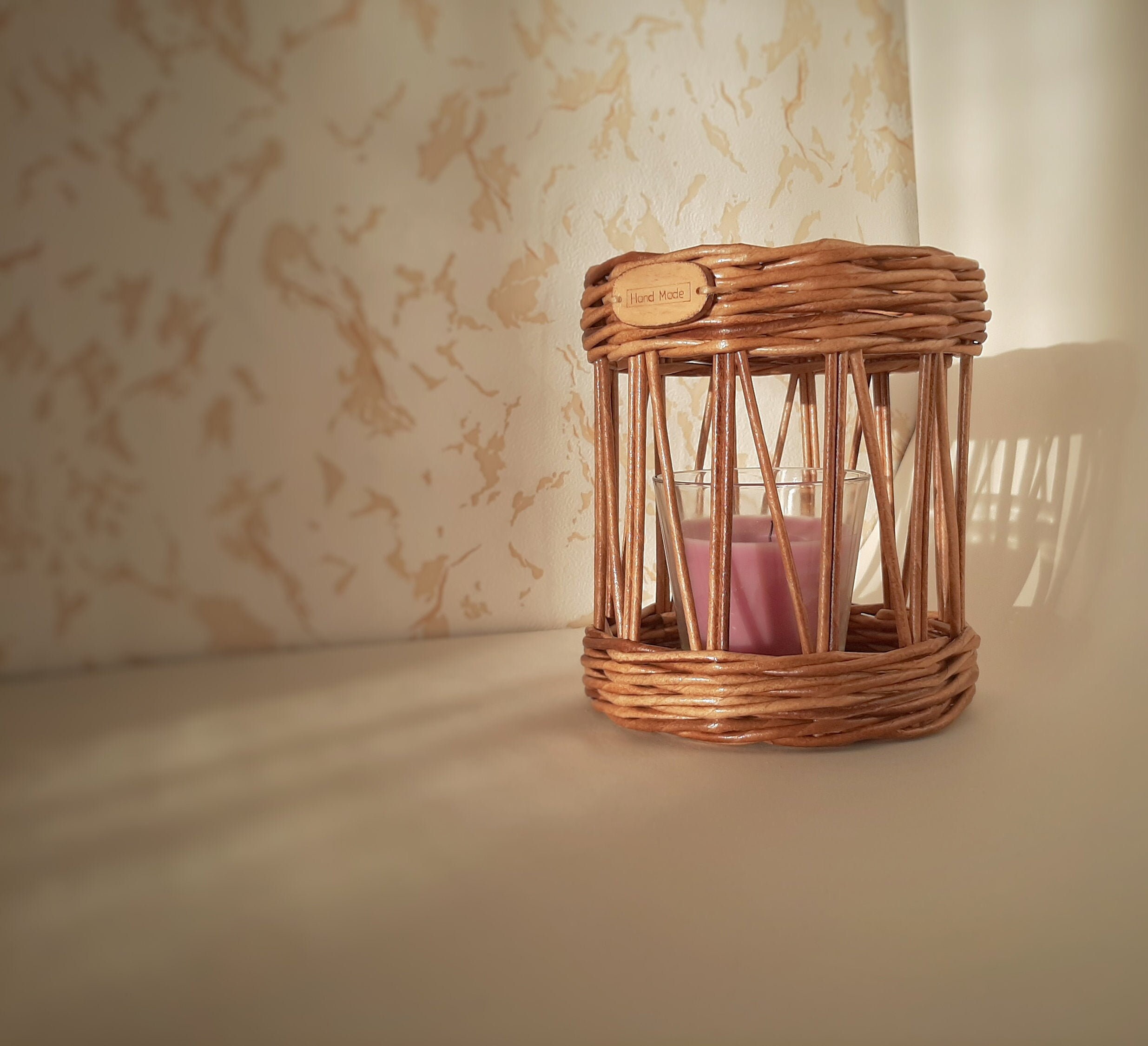 Wicker candle holder Wicker basket decor Wicker decoration Etsy