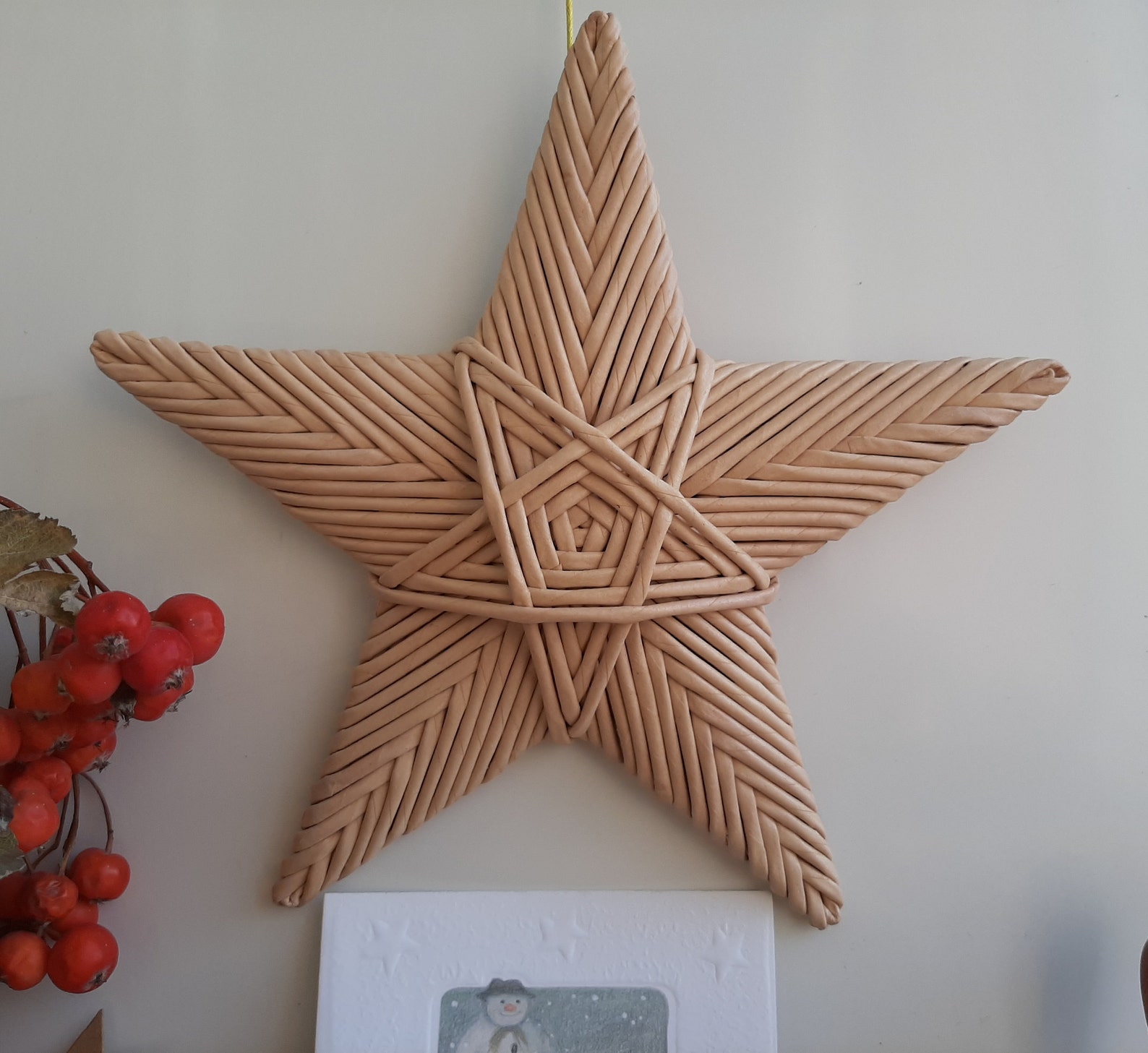 Christmas wicker wall decor Hanging Star Wicker wall art Etsy