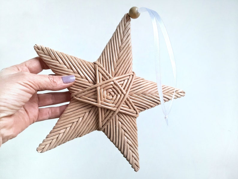 Christmas star Wall decor boho nursery Wicker wall art Star wall hanging image 4