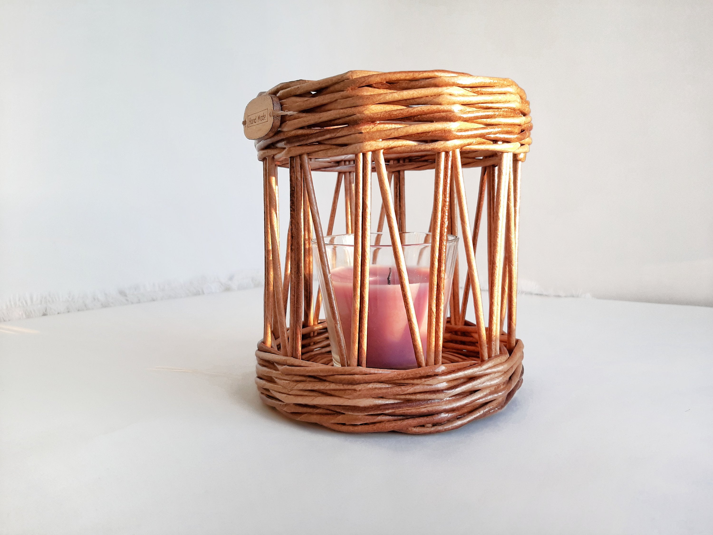 Wicker candle holder Wicker basket decor Wicker decoration Etsy