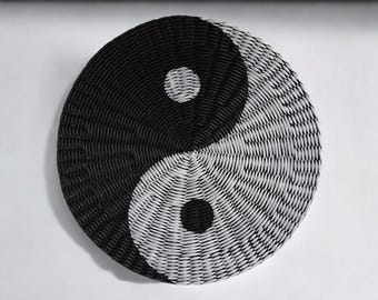 Wicker Yin Yang Wall Decor:  Black and White Balance Art