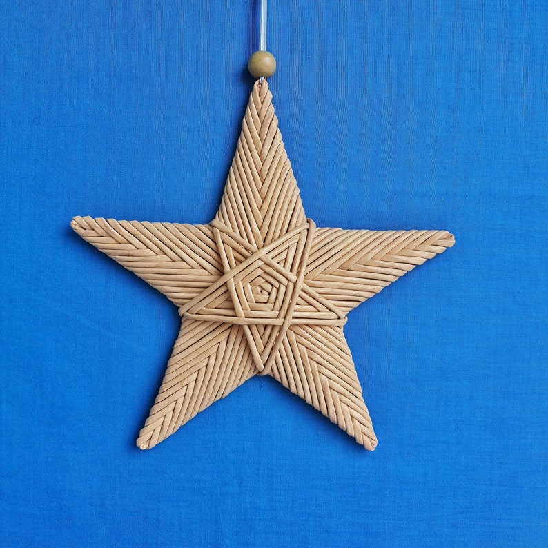 Christmas star Wall decor boho nursery Wicker wall art Star wall hanging image 3