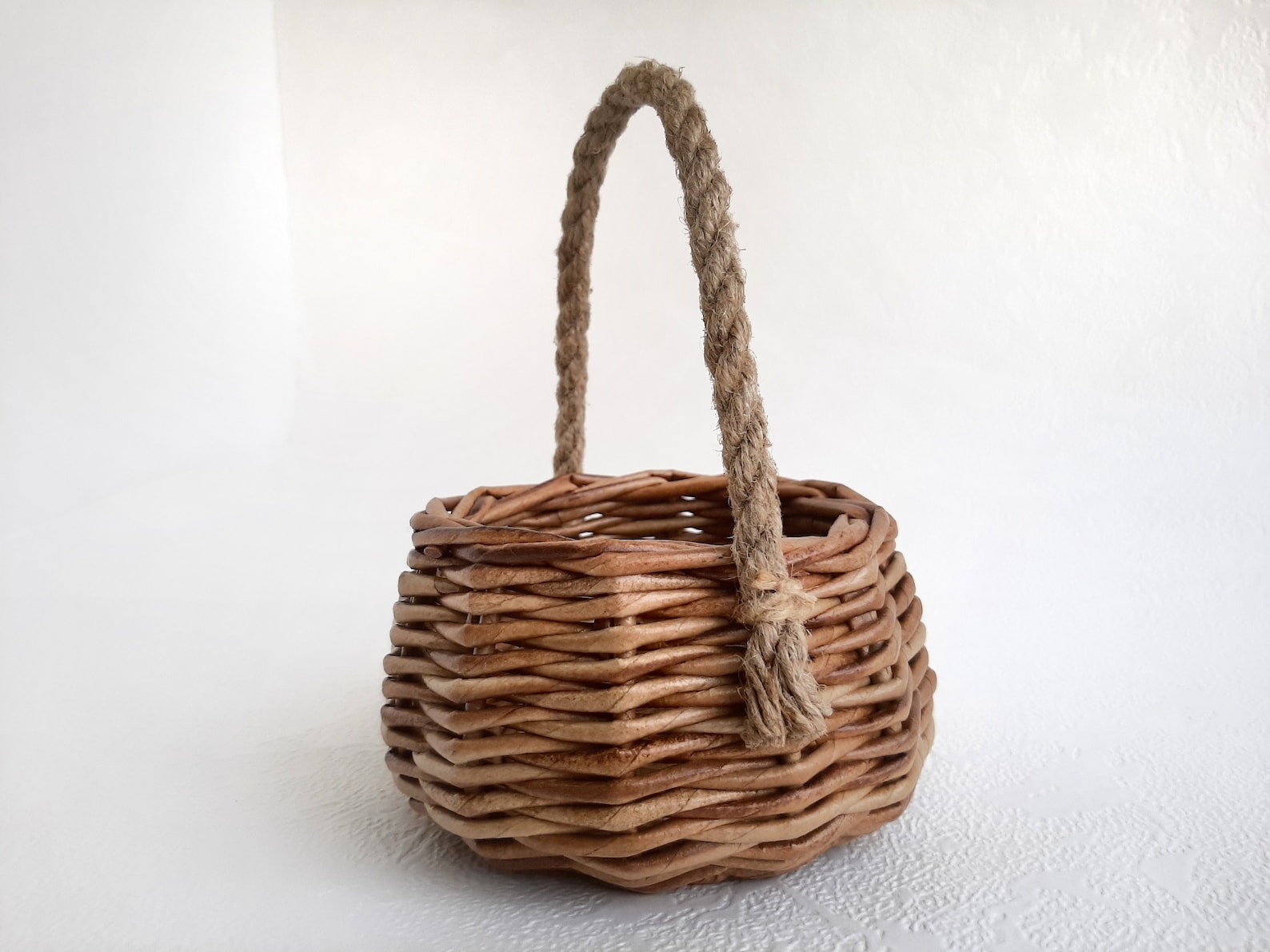 Small wicker basket with handle. Flower girl basket wicker. Etsy