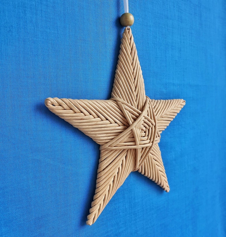 Christmas star Wall decor boho nursery Wicker wall art Star wall hanging image 7