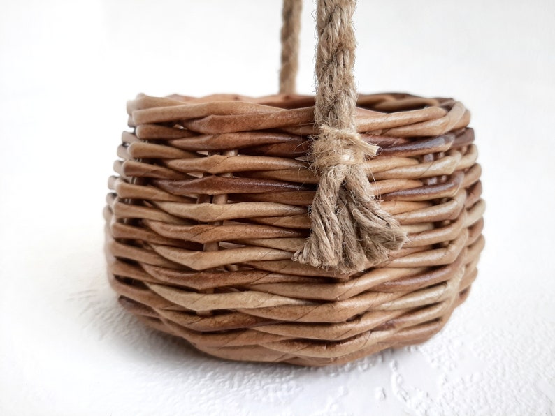 Small wicker basket with handle. Flower girl basket wicker. Etsy