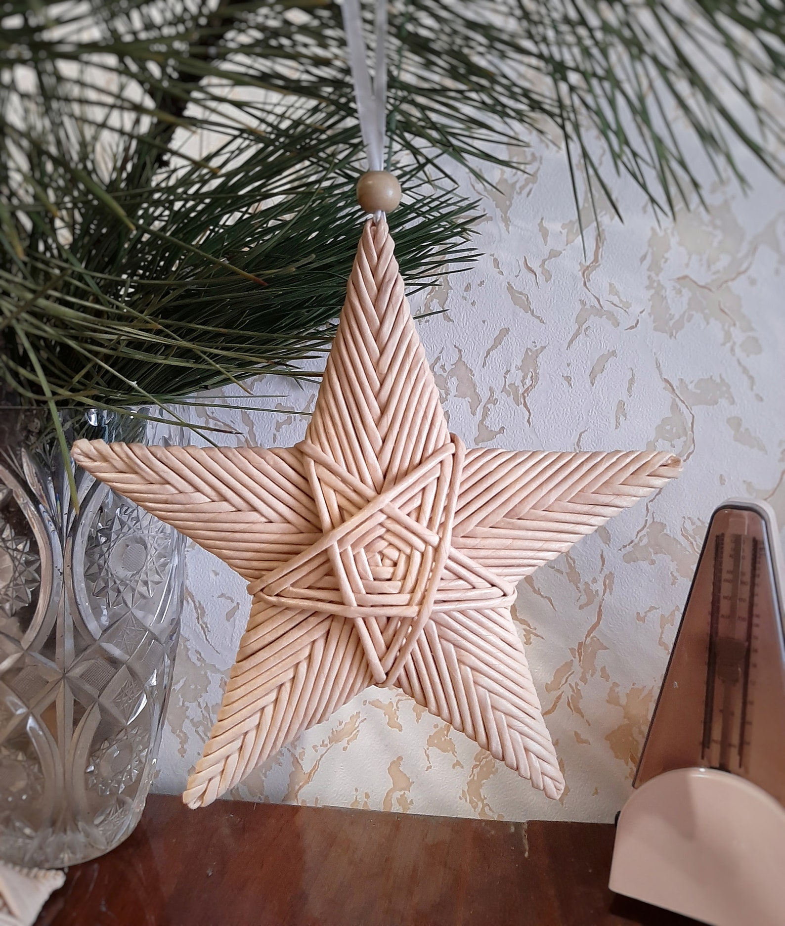 Christmas wicker wall decor Hanging Star Wicker wall art Etsy