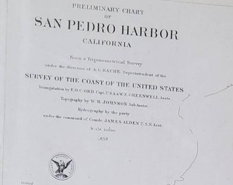 1859 San Pedro Harbor California Map: US Coast Survey Nautical Chart