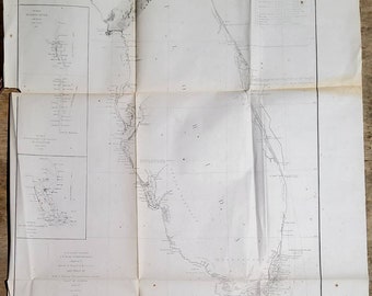 1859 Map: Sketch F Showing the Progress of the Survey in Section VI With a General Reconnaissance of the Coast of Florida with Sub-sketches