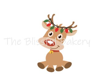 Sitting Rudolph with lights Cookie Cutter