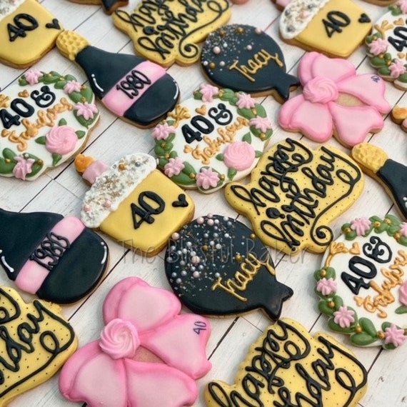 40th birthday cookies etsy