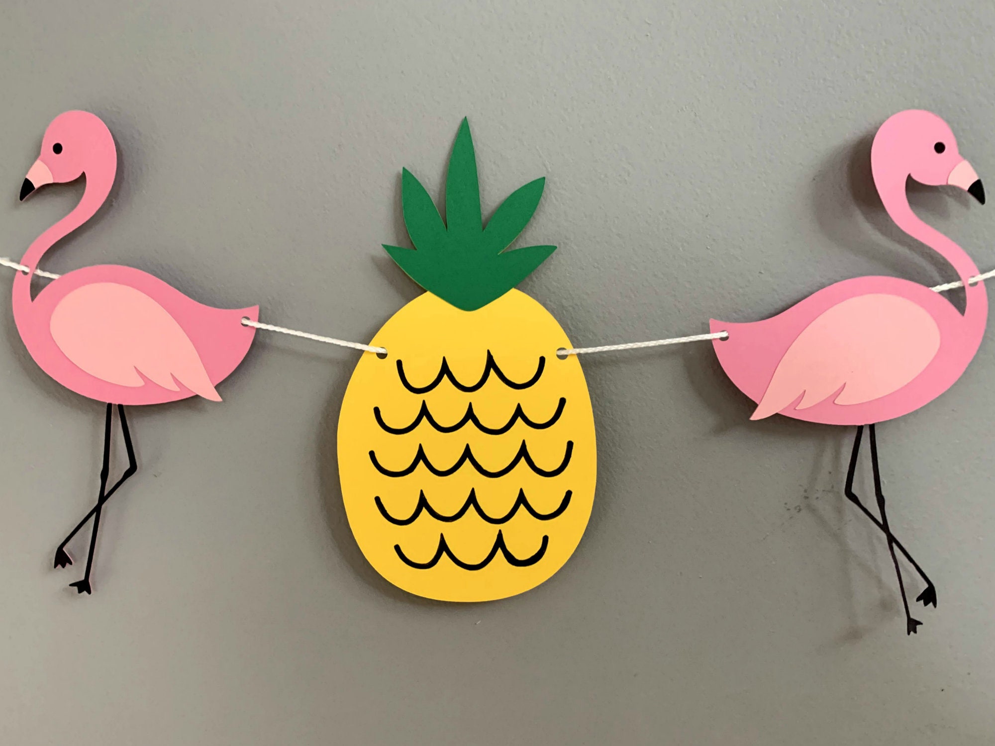 Flamingo Pineapple Banner Flamingo Pineapple Decor Luau Etsy