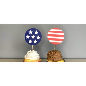 Stars and Stripe Cupcake Toppers, 4th of July cupcake topper,