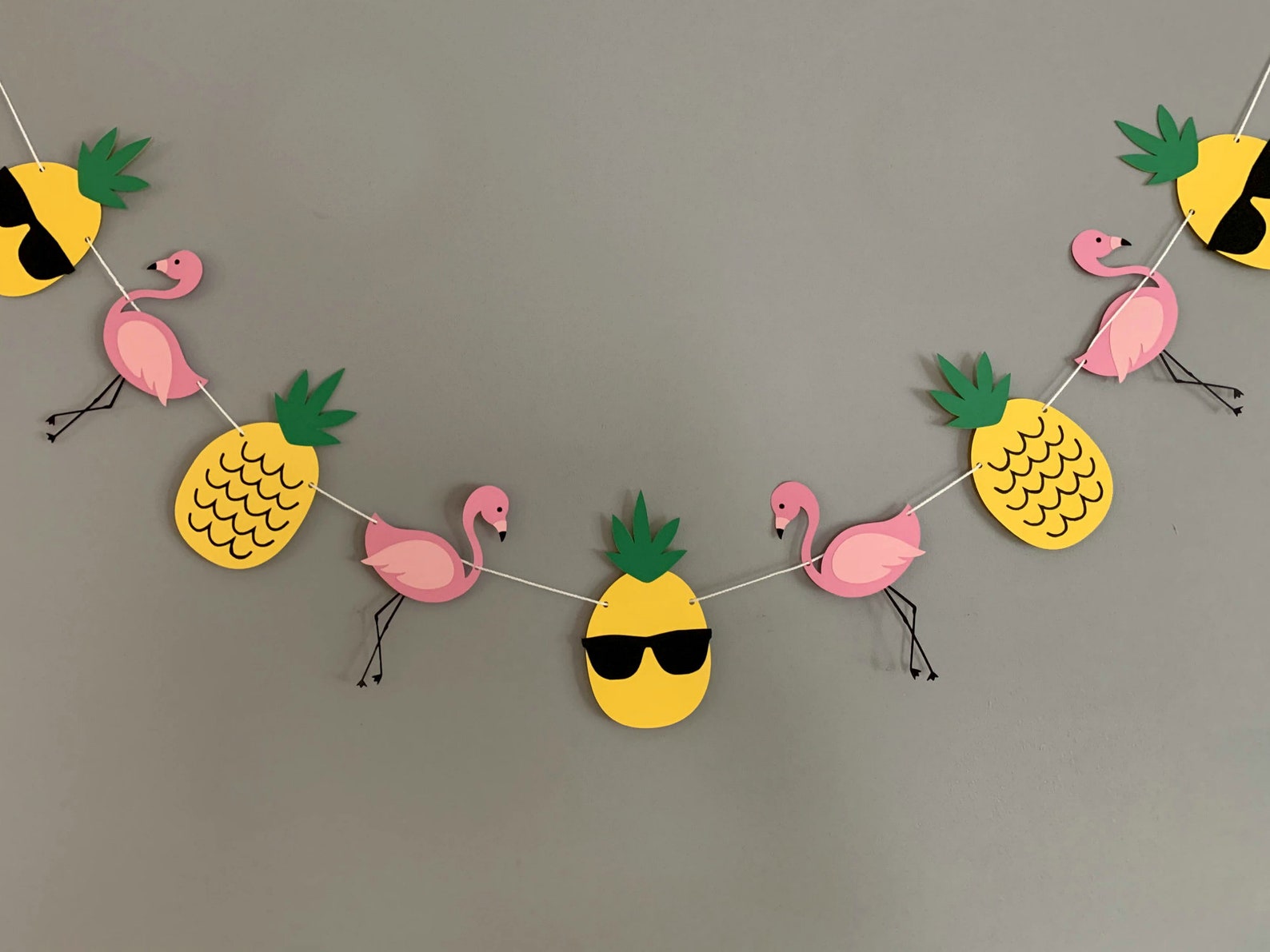 Flamingo Pineapple Banner Flamingo Pineapple Decor Luau Etsy
