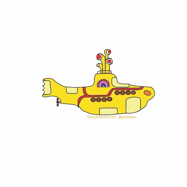 Yellow Submarine Sticker, Graphic Sticker, Laptop Sticker, Funny Sticker, Water Bottle Sticker, Notebook & Phone Sticker, Waterproof, Snarky