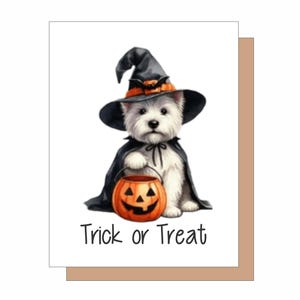 Trick or Treat Dog Halloween Card: Fall Greeting Card