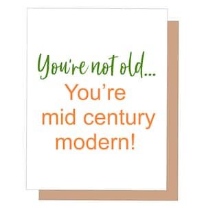 Je bent niet oud... Je bent halverwege de eeuw modern, verjaardagskaart voor haar, notitiekaart, beste vriendkaart, Snarky verjaardagskaart, grappige oude kaart