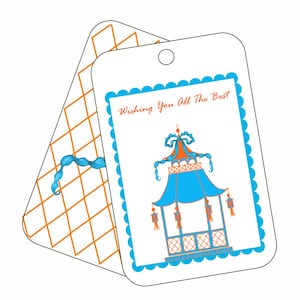 Turquoise Pagoda Gift Tags: Palm Beach Style, All Occasion