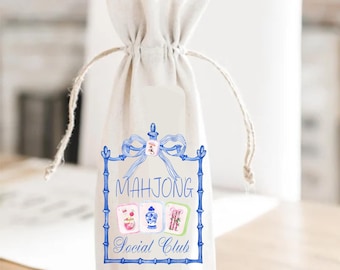 Mahjong Wine Bottle Gift Bag: Mahjong Social Club