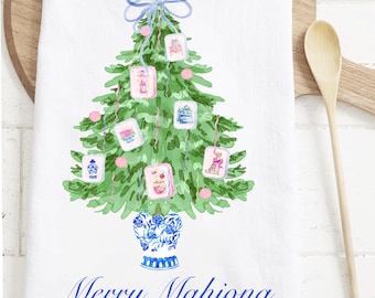 Toalla de cocina Mahjong: Merry Mahjong Tree