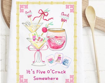 Mahjong Kitchen Towel: It's Five O'Crack Somewhere