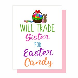 Ostern Geschenk, Ostern, Pink, Buchsbaum Hase, A2 Karte, Pink Kraft Umschlag, Greeting Card, Schwester, Snarky Karte,