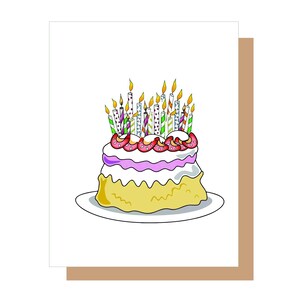 Carte de correspondance pour gâteau d'anniversaire, carte drôle, carte pour elle, carte d'anniversaire tendance, carte de joyeux anniversaire, beaucoup de bougies, gâteau fantaisiste