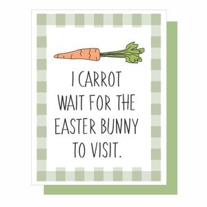 I Carrot Wait for the Easter Bunny to Visit, Karta Wielkanocna, Karta Wielkanocnego Króliczka, Różowy, Króliczek, Karta A2, Koperta Sage Kraft, Kartka z życzeniami