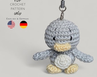 Pingu keychain/PDF crochet pattern (German & English)