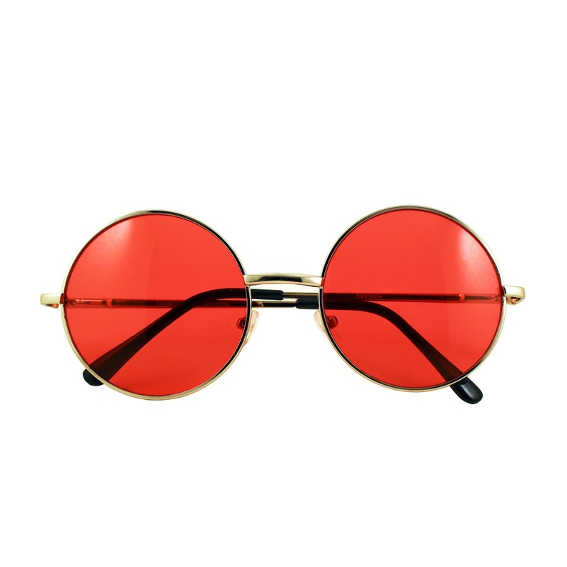 Retro Hippie Metal Lennon Round Color Lens Sunglasses image 1