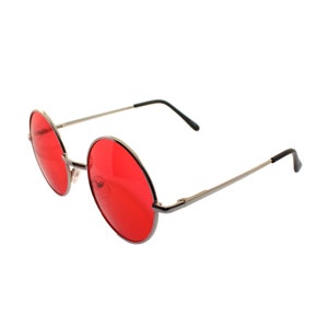 Retro Hippie Metal Lennon Round Color Lens Sunglasses image 2