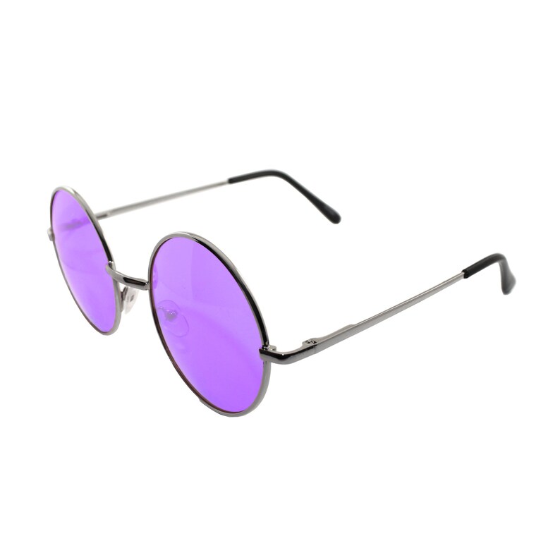 Retro Hippie Metal Lennon Round Color Lens Sunglasses image 8