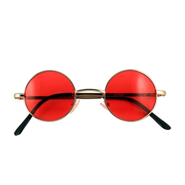 Retro Small Round Lennon Style Colored Lens Sunglasses