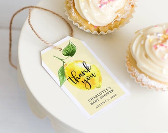 A Little Lemon is on the Way Baby Shower Gift Favor Tag Template • Lemon Favor Tag • Instant Download • Printable • Editable Template LBY