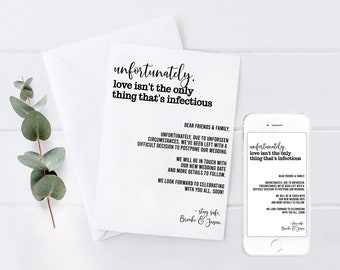 Postponed Wedding Announcement • Change the Date Wedding • Wedding Postponement • Funny Postponement • Digital Printable Instant Template