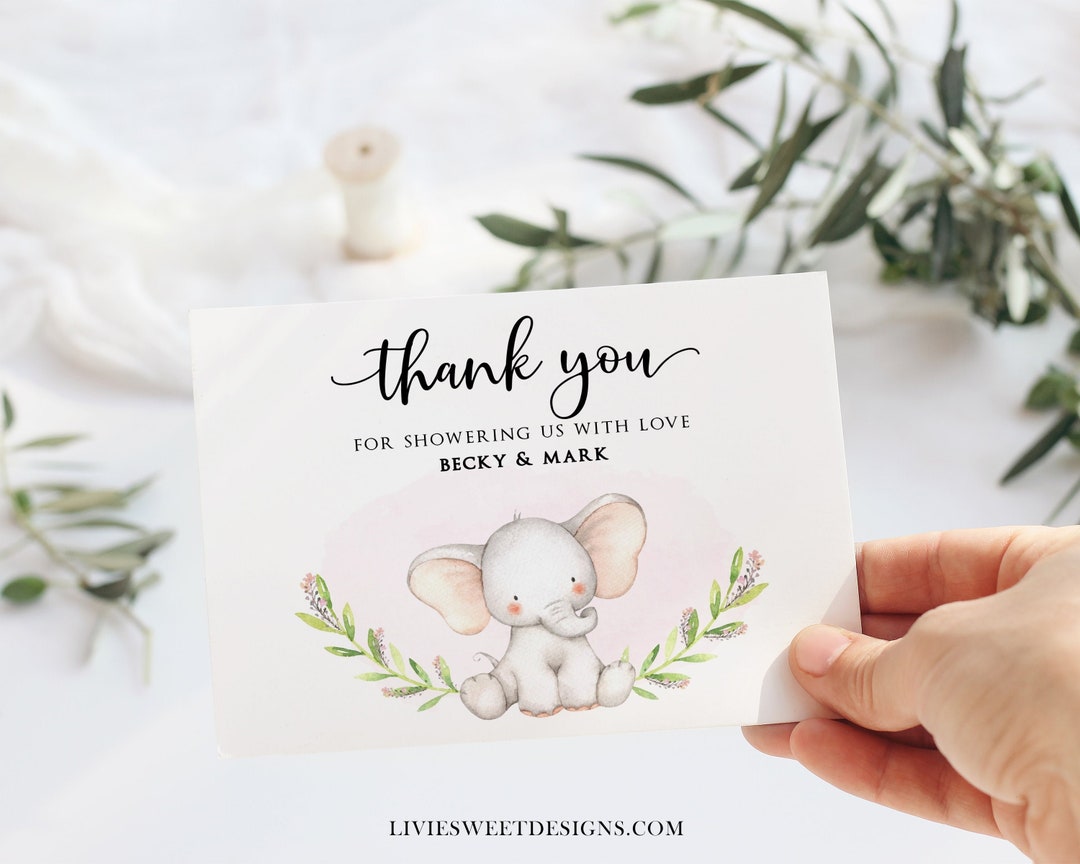 Elephant Printable Folded Thank You Cards • A Little Peanut is on the ...