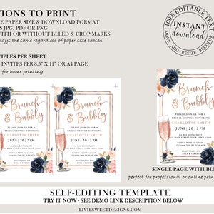 Bridal Shower Invitation, Bridal Brunch Invitation Instant Download Template, NBW image 4