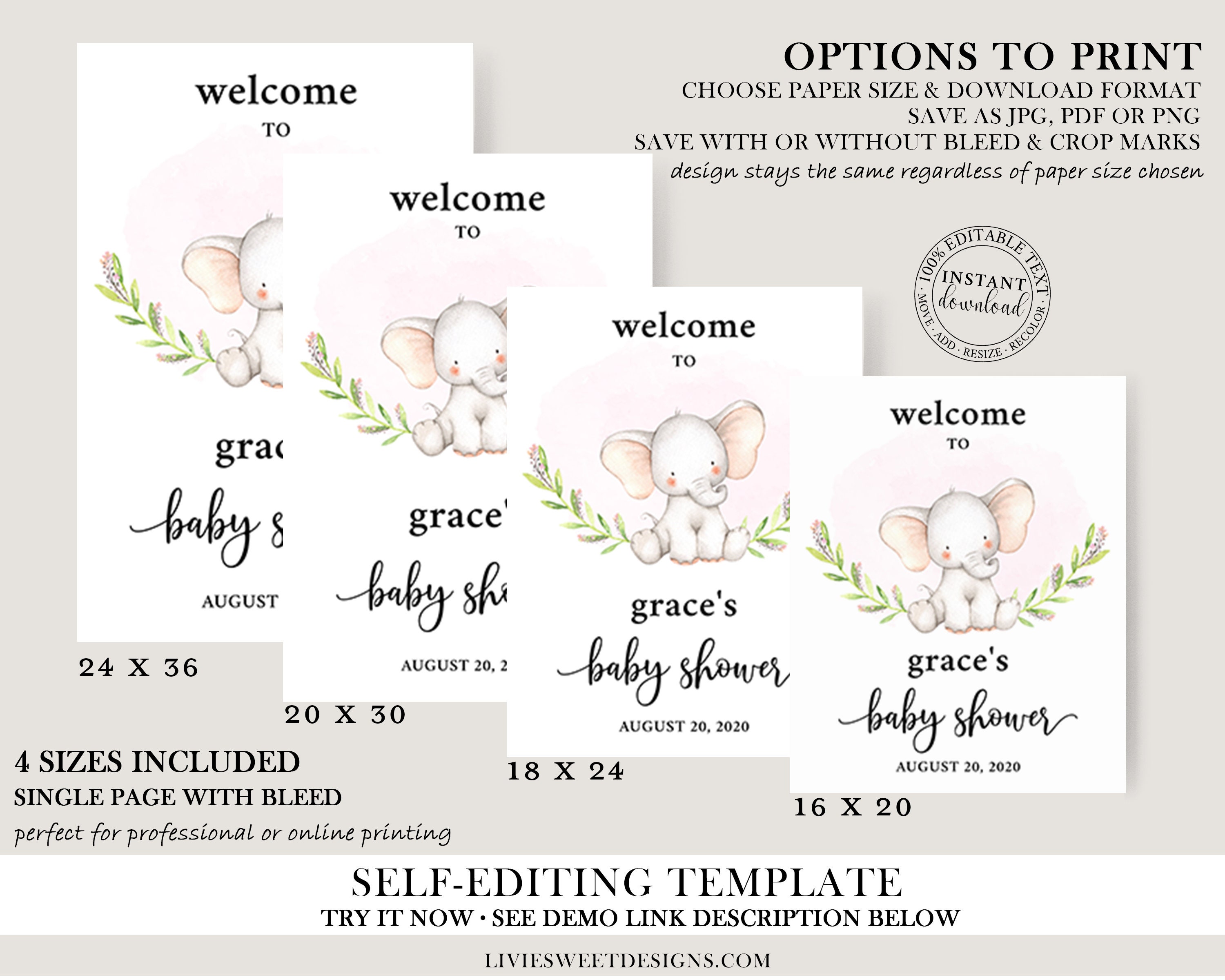 Elephant Baby Shower Sign 4 Sizes A Little Peanut is Etsy