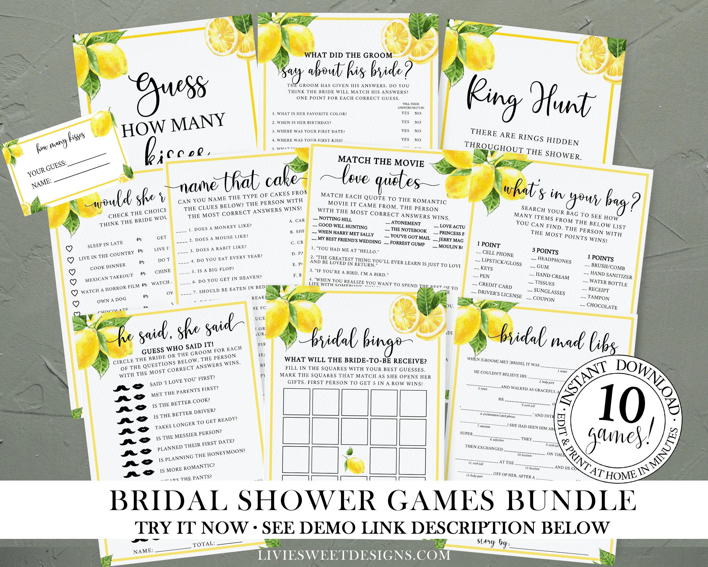 She Found Her Main Squeeze Game Bundle Lemon Bridal Shower Etsy