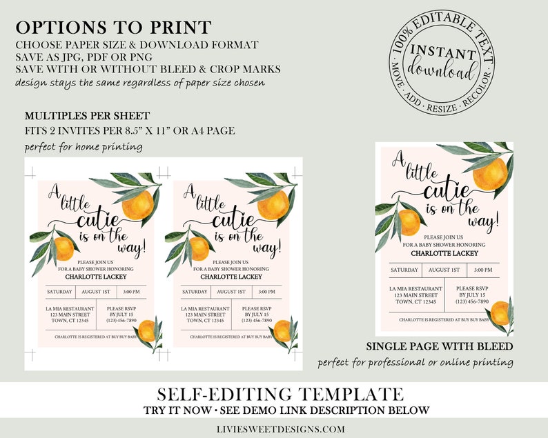 Little Cutie Baby Shower Invitation Gender Neutral Baby Etsy