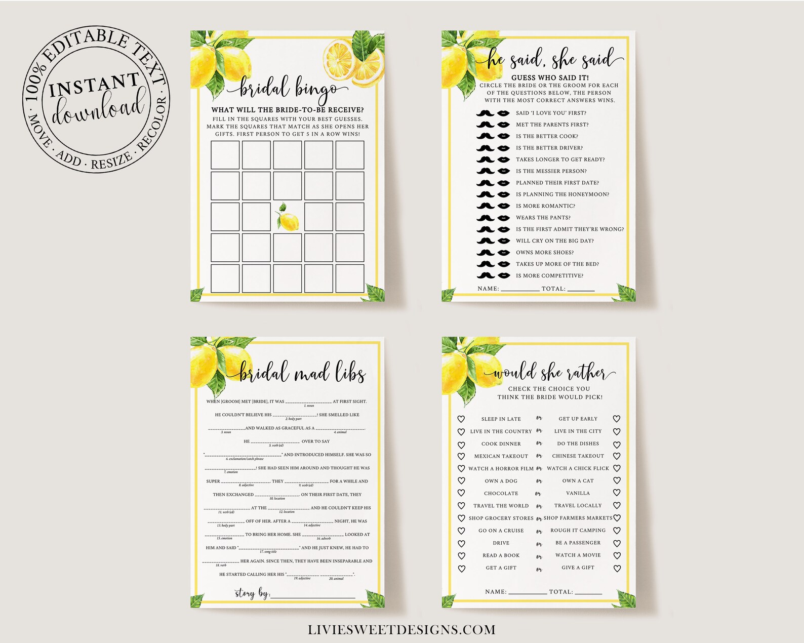 She Found Her Main Squeeze Game Bundle Lemon Bridal Shower Etsy