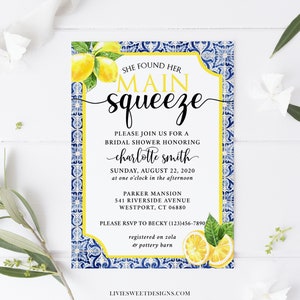 Ze vond haar belangrijkste Squeeze Lemon bruids douche uitnodiging • Italiaanse Positano bruids douche • afdrukbare Instant bewerkbare sjabloon BLI