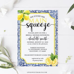 She Found Her Main Squeeze Lemon Bridal Shower Invitation • Italian Positano Bridal Shower • Printable Instant Editable Template BLI